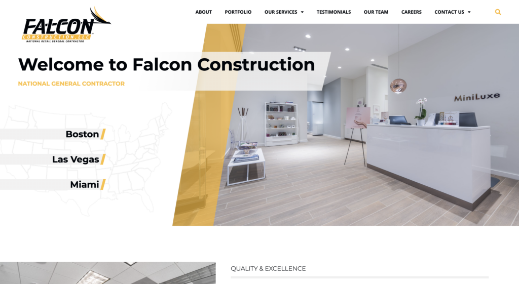 falcon construction, a client we worked for as the best digital marketing firm in texas
